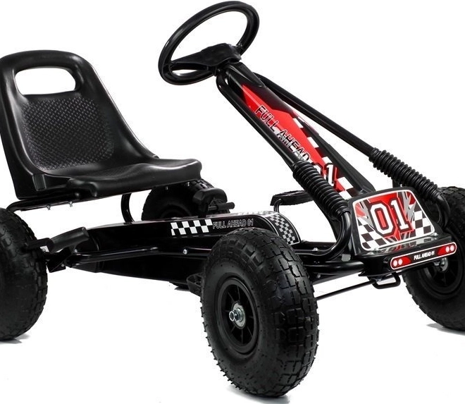 Pedal Air Kart + Inflatable Tires + Adjustable Seat – Black