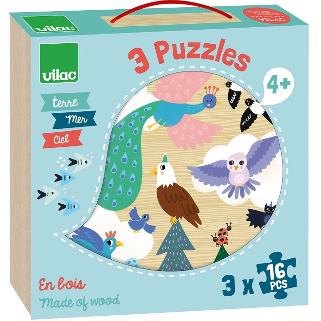 Vilac Wooden Puzzles Sea Land Air