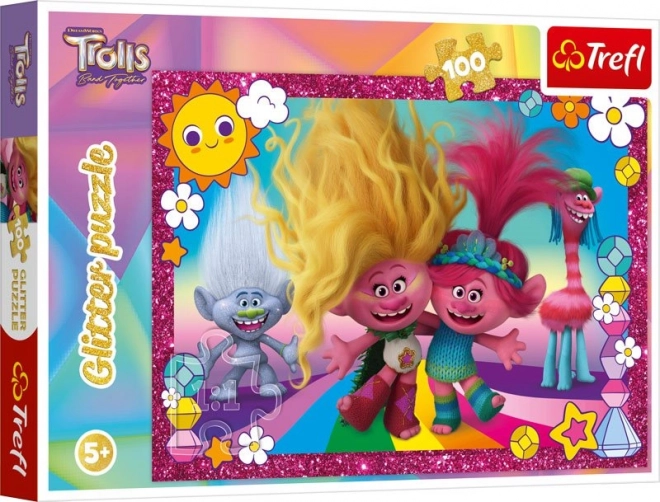 Glitter Puzzle TROLLS 3, 100 Pieces