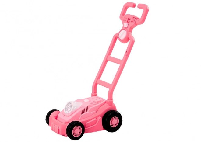 Bubble Machine Lawn Mower Ride-On with Handle Pink