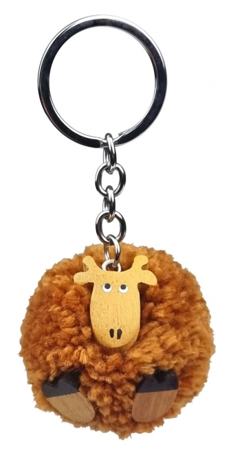 Wooden Keychain Giraffe with Pompom