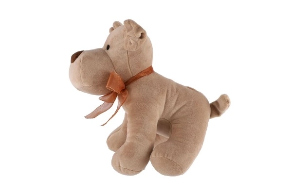 Plush Brown Sitting Puppy with Bow