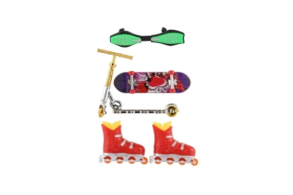 Mini Skateboard, Waveboard, Skates and Finger Scooter Set