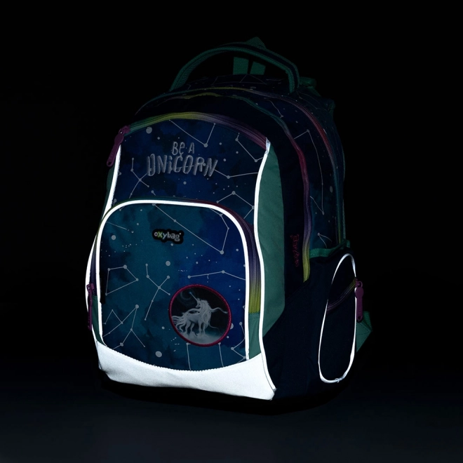 School backpack with unicorn pattern