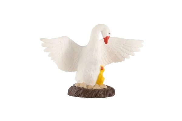 Plastic Goose with Gosling 12cm