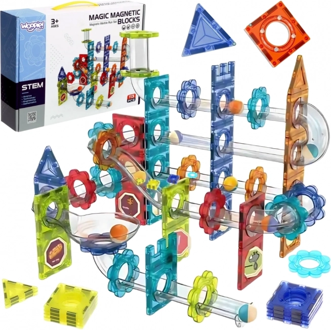 Woopie Magnetic 3D Construction Set – Educational Marble Run 113 pcs