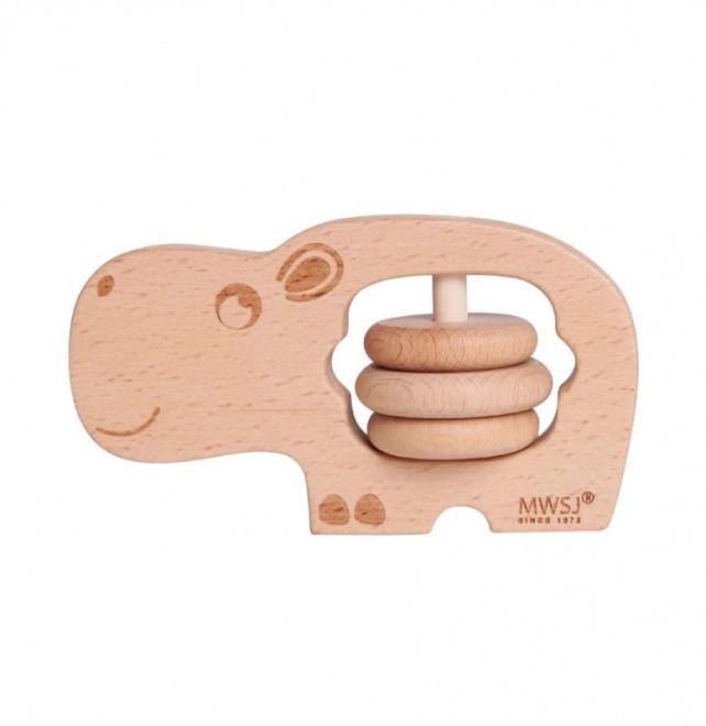 Wooden Rattle Hippopotamus