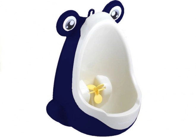 Children's Frog Shaped Urinal with suction cup in navy blue and white