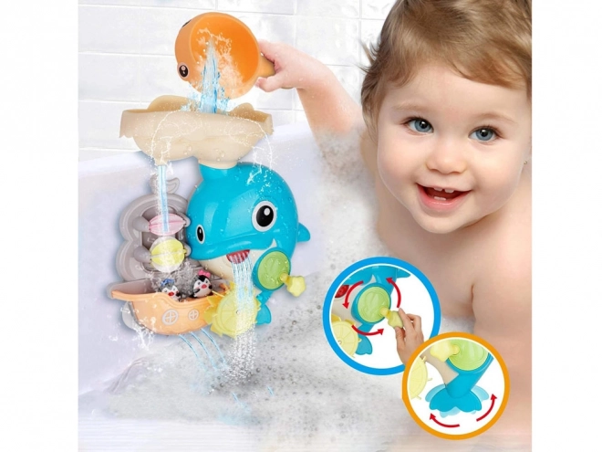 Happy Dolphin Bath Toy with Boat and Penguins