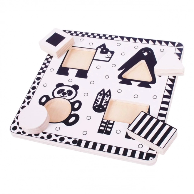 Bigjigs Toys Wooden Black and White Shape Puzzle