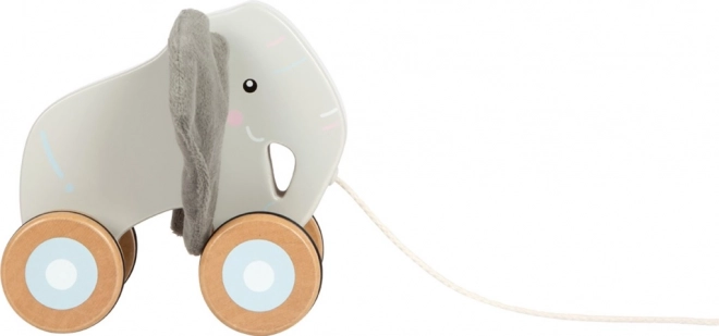 Giocattolo da traino in legno Elefante con orecchie fruscianti