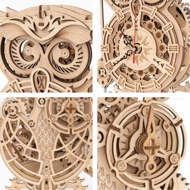 Robotime Rokr 3D Wooden Puzzle Owl Desk Clock with Timer