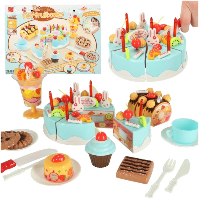 Birthday Cake Cutting Set with 75 Pieces, Blue