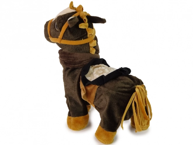 Interactive Brown Horse Plush Toy with Light Mane and Music