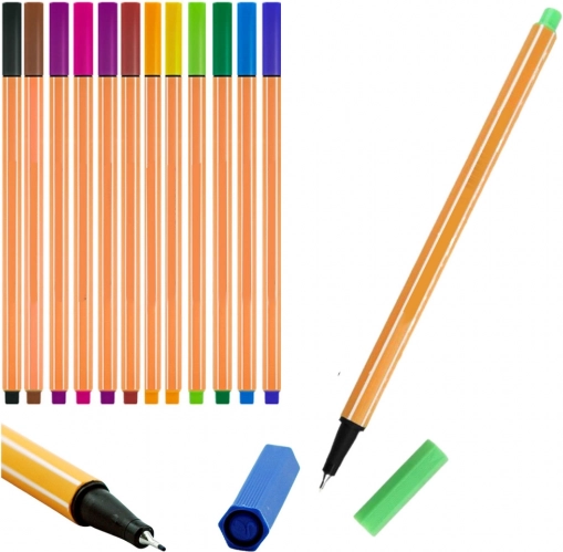 Sæt med farvede fine liners 0,4 mm - 12 stk.