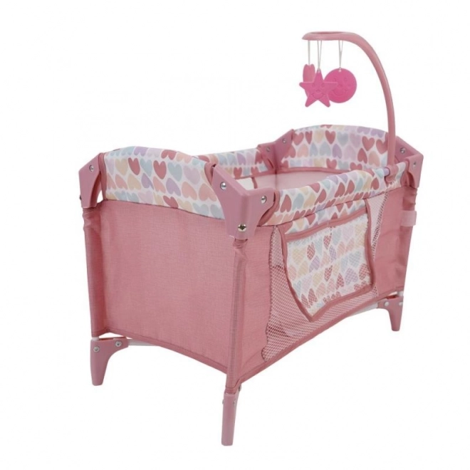 Travel Crib for Dolls with Mobile - Heart