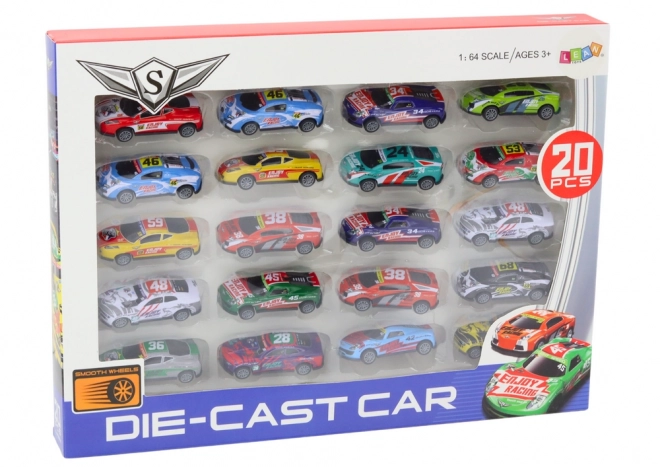 Set of Racing Cars 1:64 Toy Vehicles 20 Pieces