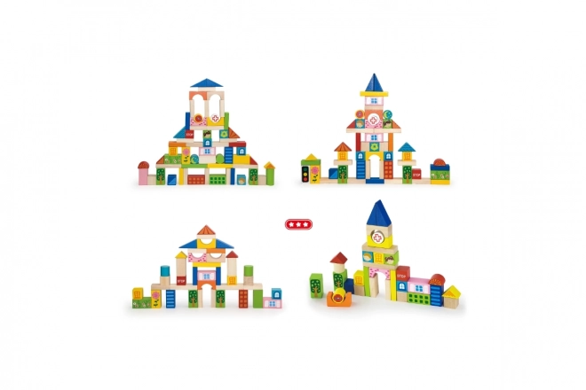 Wooden Building Blocks Set - City