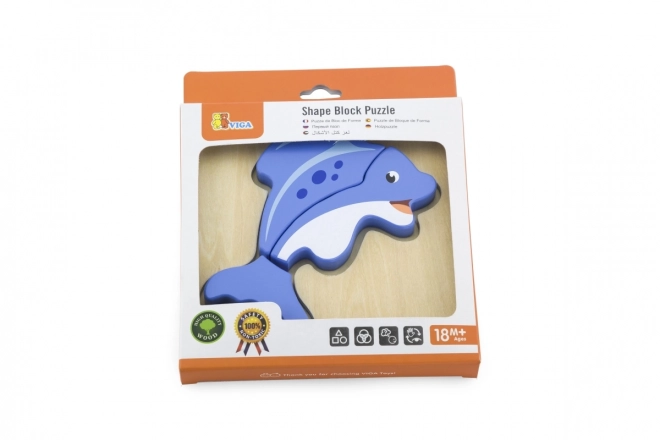 Wooden Dolphin Puzzle for Toddlers