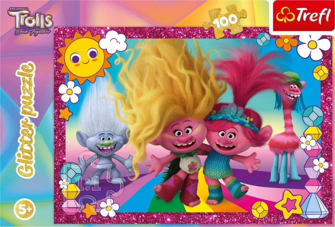 Glitter Puzzle TROLLS 3, 100 Pieces