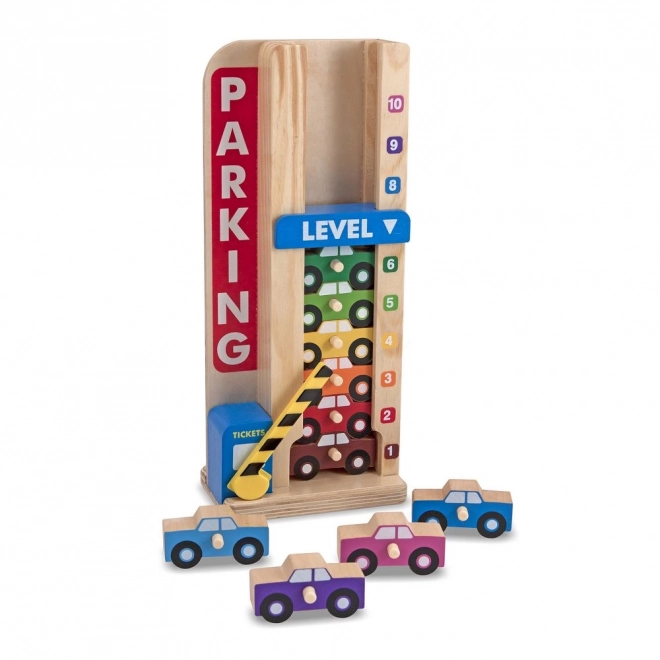 Wooden Parking Tower Playset with Cars