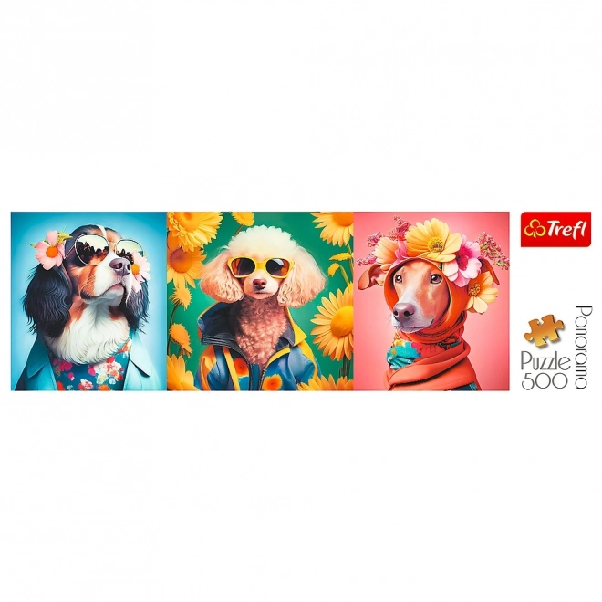 Trefl panoramic puzzle dog fashion week 500 pieces