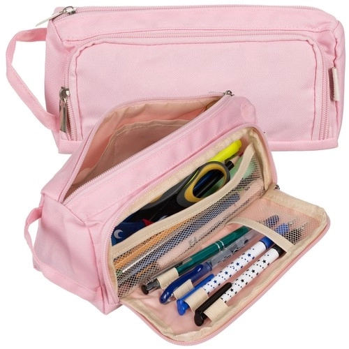 Large Pink Oxford Fabric School Pencil Case