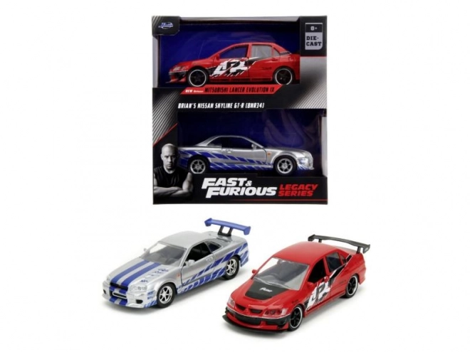 Fast and Furious Twin Pack 2006 Mitsubishi Lancer Evo IX & Brian's 2002 Nissan Skyline GTR R34