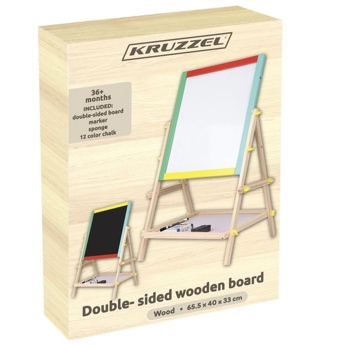 Children's Wooden Double-Sided Rotating Chalkboard and Whiteboard