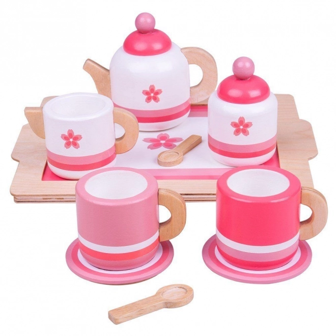 Bigjigs Toys Wooden Pink Tea Set