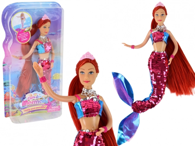 Mermaid Doll with Long Hair and Sequin Tail