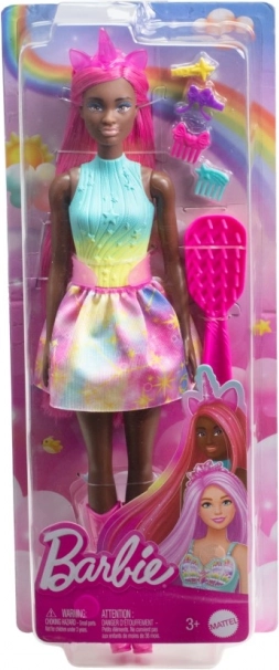 Barbie licorne – poupée aux cheveux extra longs avec accessoires de coiffure