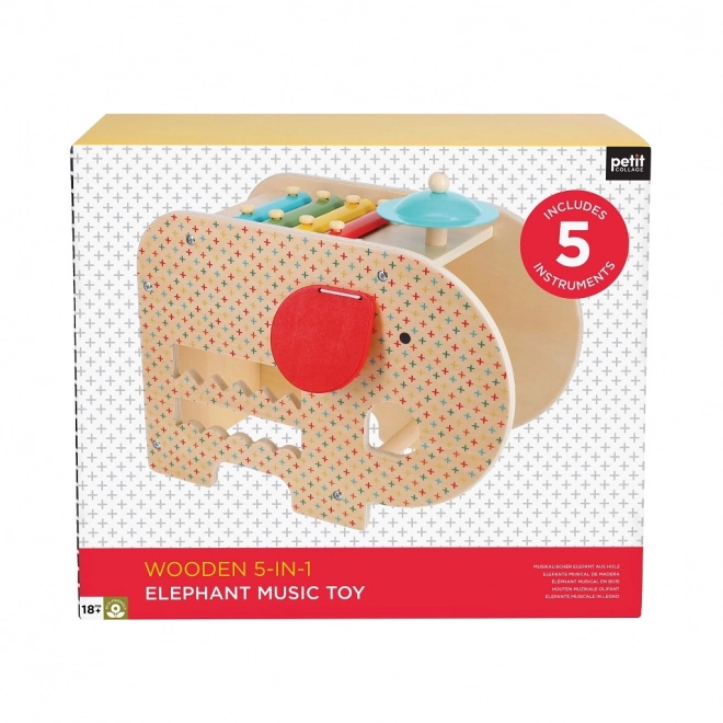 Petit Collage wooden musical elephant