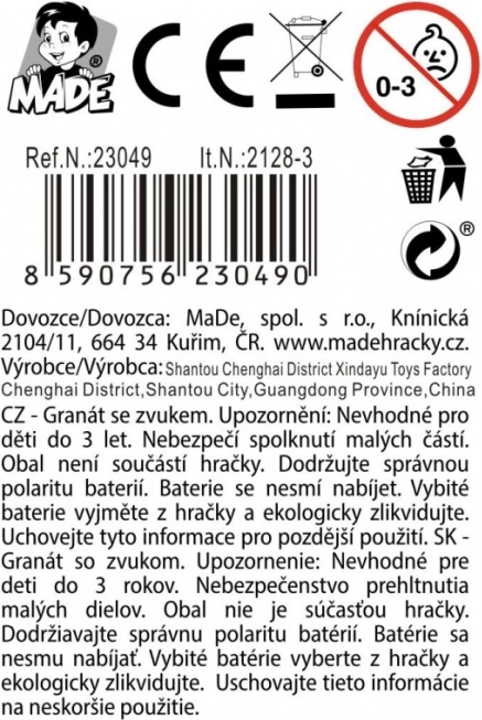Kézi gránát gyerekeknek efekttel és fénnyel
