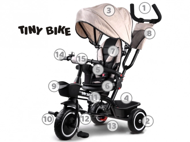 Tiny Bike 3-in-1 Kids Tricycle with Canopy – beige