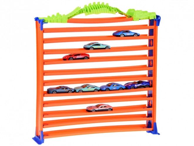 2-in-1 Loop Racing Track and Garage Playset for Toy Cars