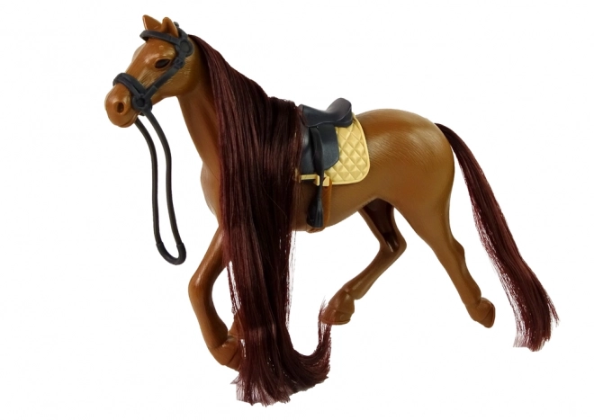 Horse Figurine with Grooming Accessories and Enclosure