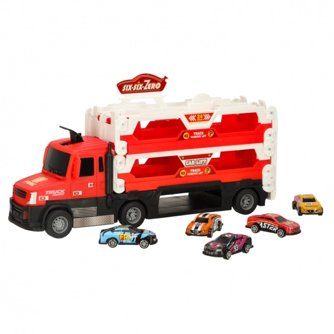 Toy Transporter Truck with Track and Cars