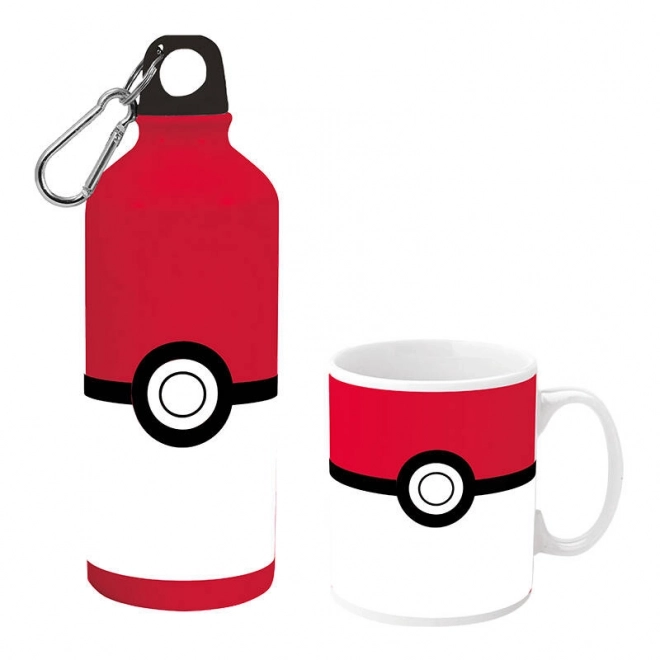 Mug and Water Bottle with Pokémon Pokeball Design