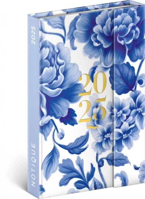 Weekly Magnetic Diary Blue Floral 2025