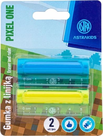 ASTRA ruler with eraser 2-in-1 Pixel One 5 cm (2 pcs)
