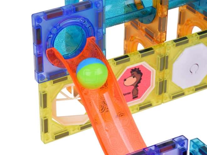 3D Magnetic Building Blocks Set with Illuminated Marble Track for Kids