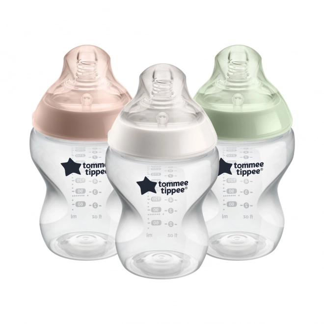 Baby Bottles Set with Silicone Nipple, 260 ml, Assorted Colors, 3 Pack