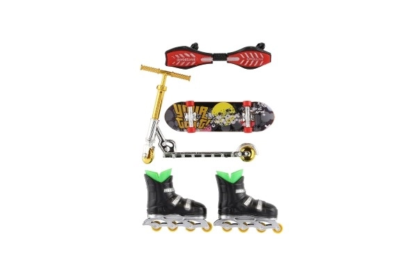 Mini Skateboard, Waveboard, Skates and Finger Scooter Set