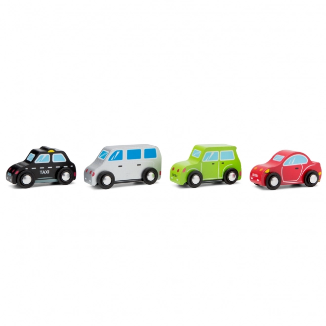 Set of Wooden Mini Cars - 4 Pieces