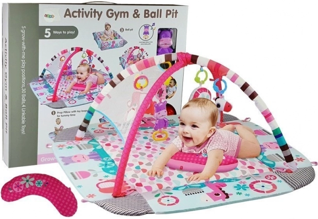 Grote 5-in-1 baby-speelmat met nijlpaard en ballen