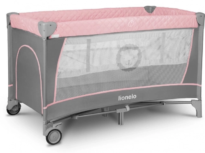 Lionelo Travel Crib and Playpen Flower 2-in-1 Grey Scandi – Flamingo