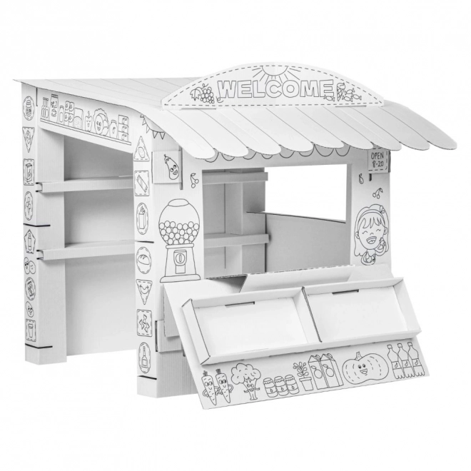 Market Stall - Cardboard Coloring Toy