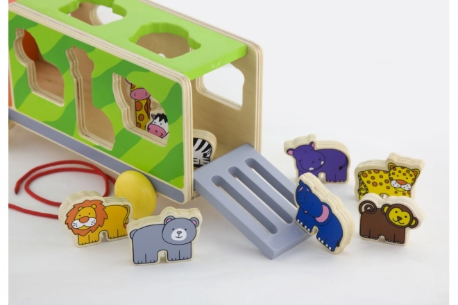 Wooden Toy Truck with Animal Inserts