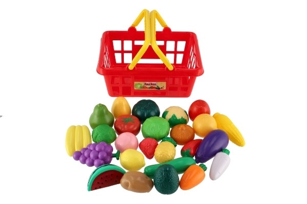 Shopping Basket with Assorted Fruits and Vegetables for Kids